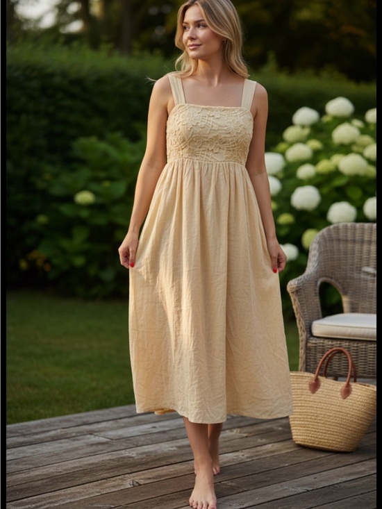 Baltic Born Dresses & Skirts - Baltic Born Cream Embroidered Cotton Dress